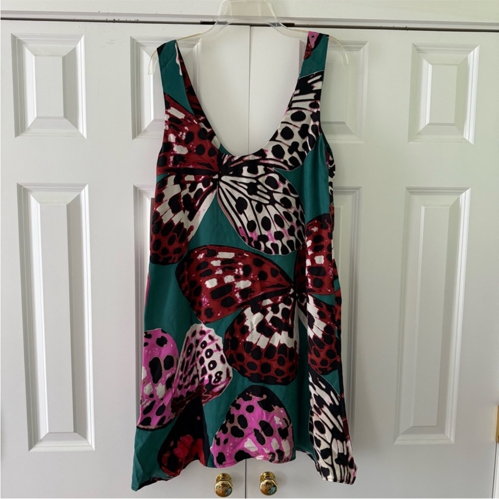 Merritt Charles Silk Tank Dress in Butterfly Teal